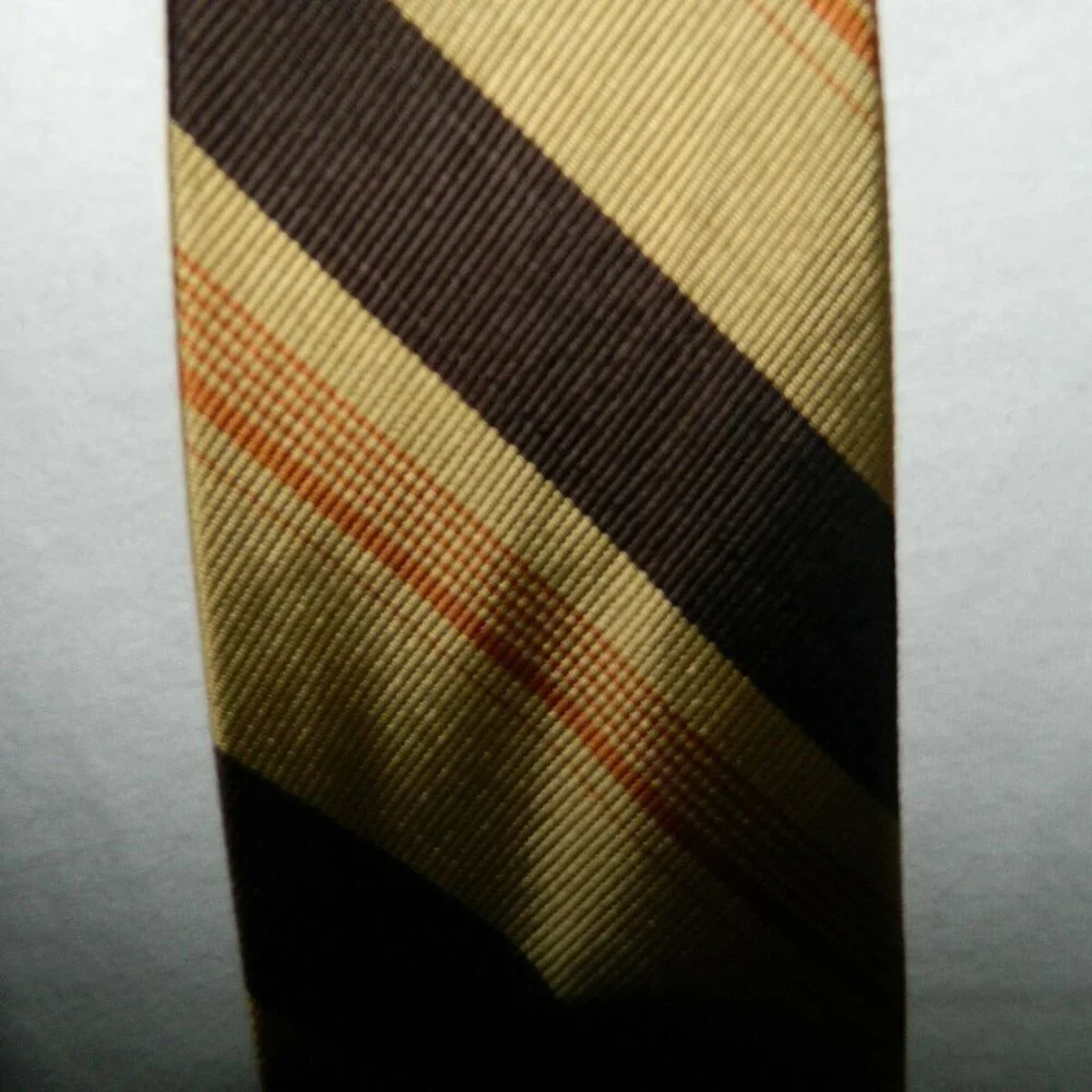 Ascot Cravat Company Men's Beige Brown Stripe Tie